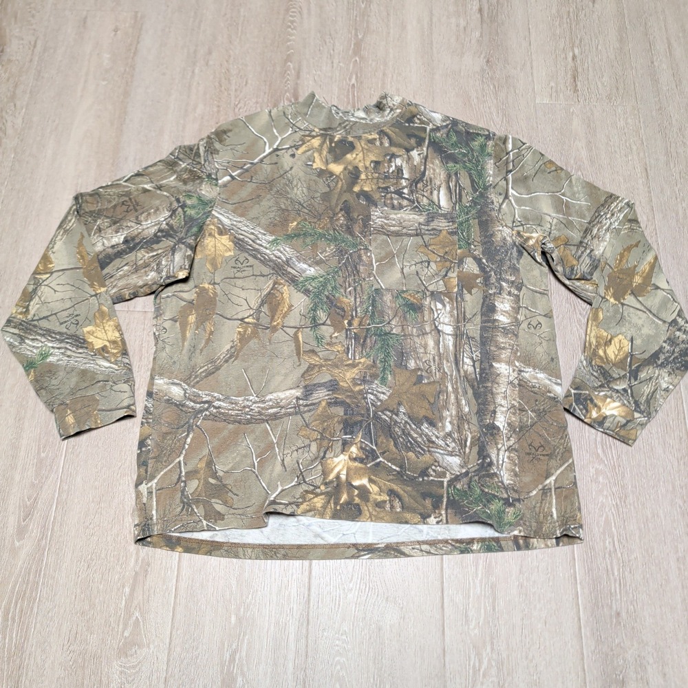 Realtree Xtra‎ Camo Pocket Long Sleeve T-Shirt Mens 2XL Brown Hunting Outdoor